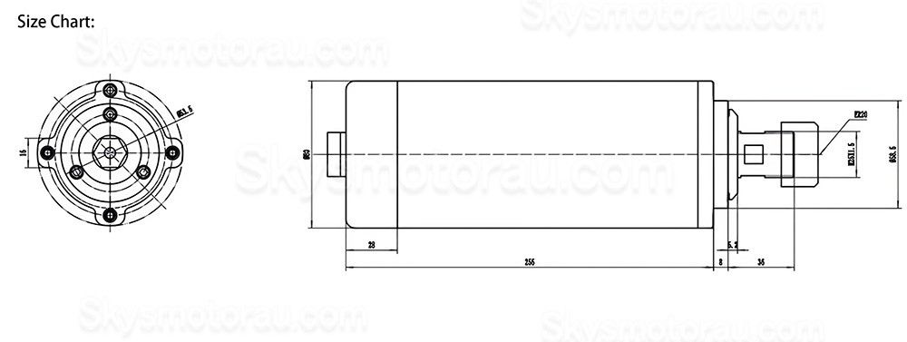 2.2kW Air Cooled CNC Spindle Motor Handi JGF-F80E-2.2KW ER20 Collet 110V/220V/380V 24000RPM 400hz